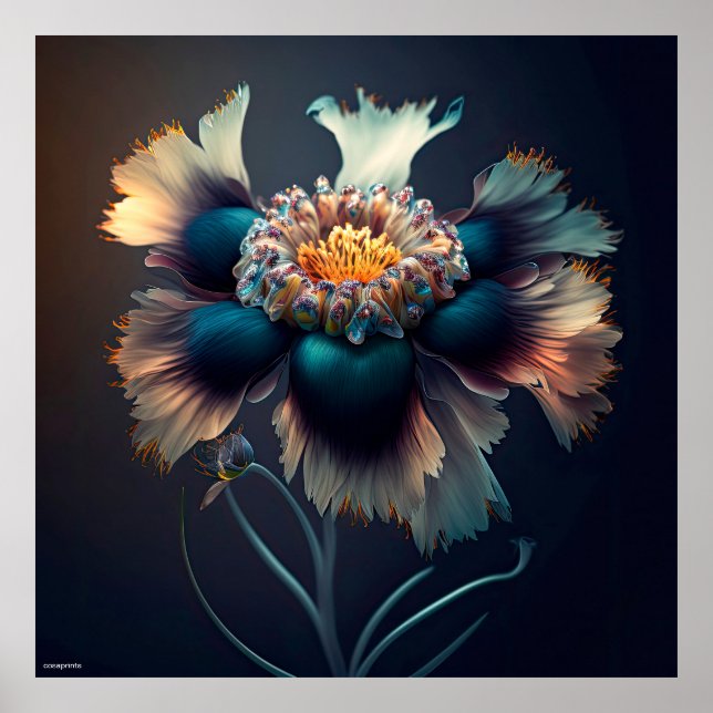 Poster AI design fantastique fleur de maïs art mur foncé  (Devant)