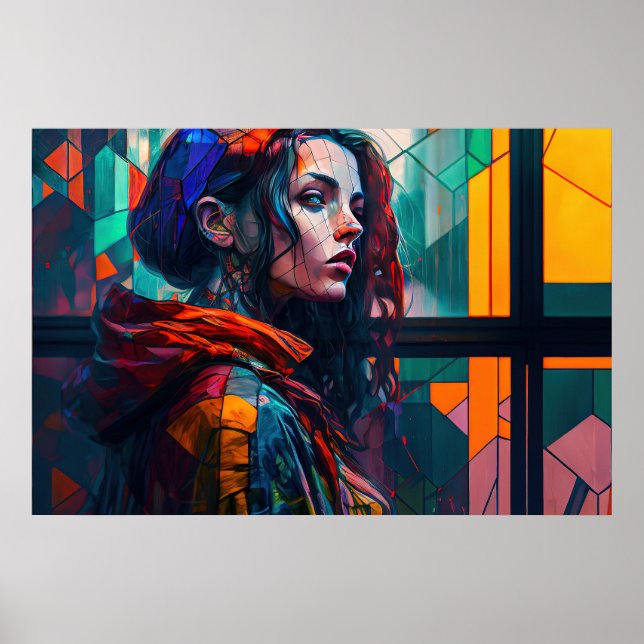 Poster Ai Généré belle femme comme art moderne (Devant)