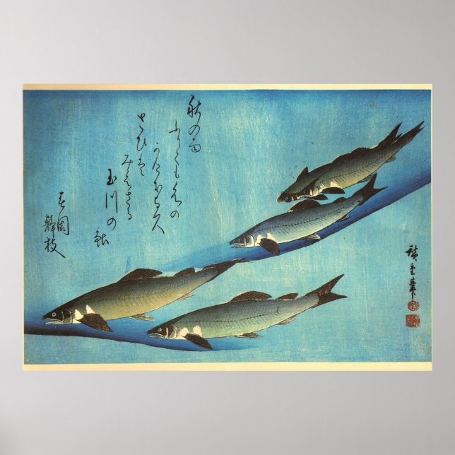 Poster Ai (truite) - Photos japonaises couleur Hiroshige (Devant)