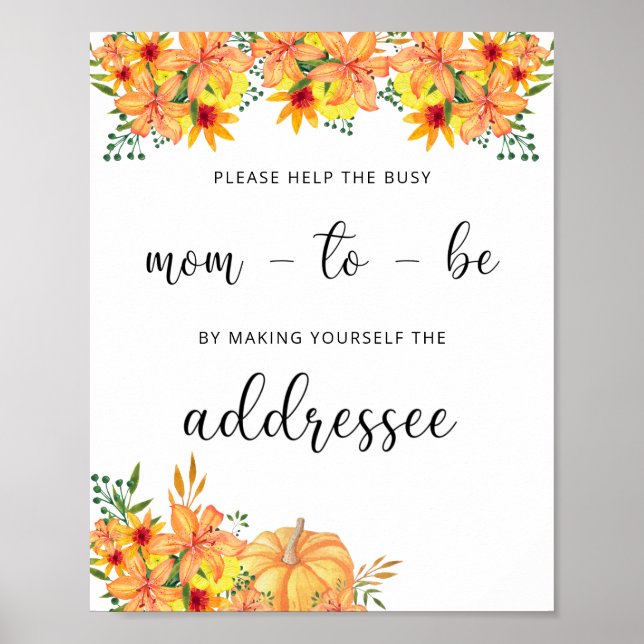 Poster Aide d'automne pour les parents occupés Adresse d' (Devant)
