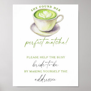 Poster Aide pour un mariage Matcha pour la mariée occupée