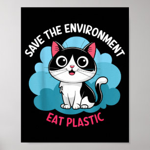 Poster Aider à Sauver L'environnement_ Manger du Plastiqu