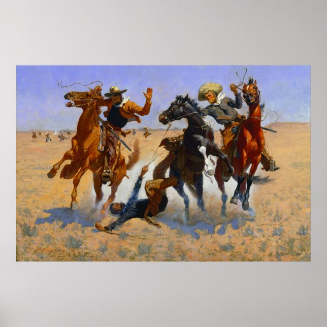 Poster Aider un camarade Frederic Remington 1890 (Devant)