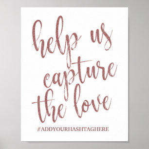 Poster Aidez-nous à Capturer le Panneau Pailleté Rose Gol