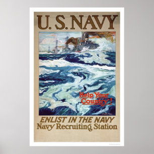 Poster Aidez votre pays - Inscrivez-vous dans la Marine (