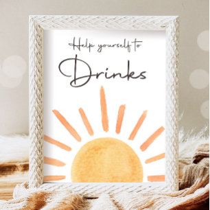 Poster Aidez-vous à boire Boho Sunshine Anniversaire