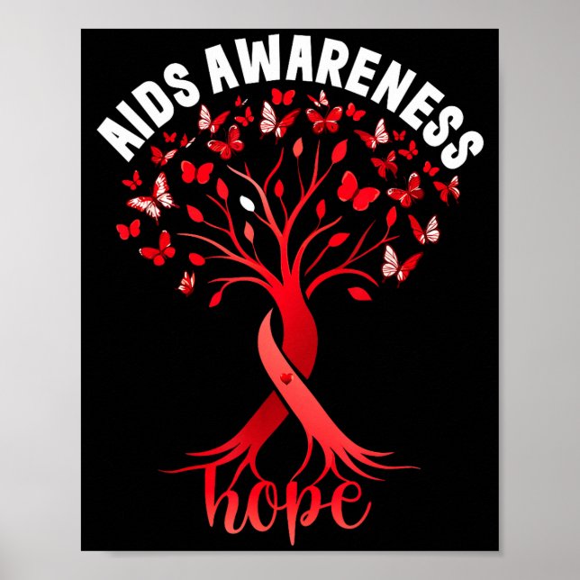 Poster Aids_hiv Awareness World Aids Day Red Ribbon Hope  (Devant)