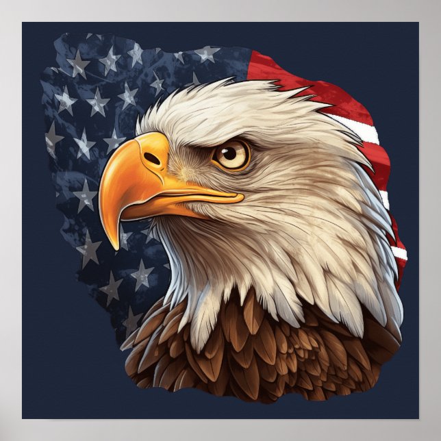 Poster Aigle à drapeau américain (Devant)