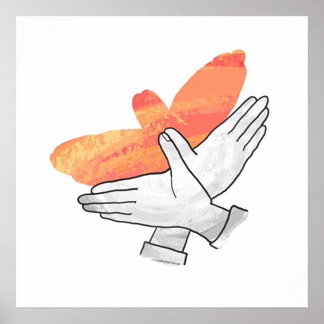 Poster Aigle à main silhouette orange (Devant)