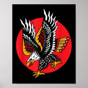Poster Aigle Américain Traditionnel Tattoo Enk Old School