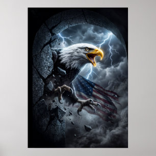Poster Aigle chauve majestueux dans l'art graphique de te