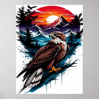 Poster Aigle dans la montagne
