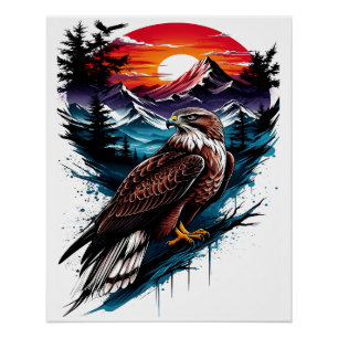 Poster Aigle dans la montagne