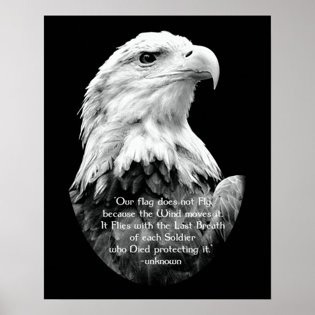 Poster Aigle de Bald avec citation patriotique (Devant)