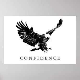 Poster Aigle de débarquement blanc noir Motivation confia