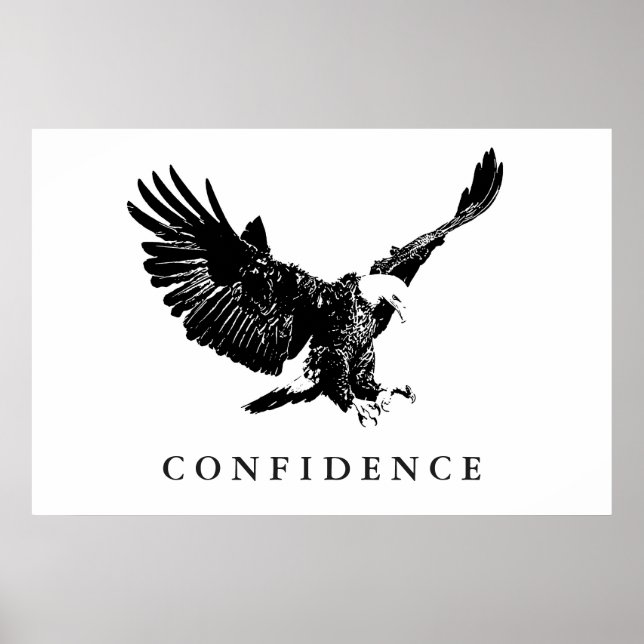 Poster Aigle de débarquement blanc noir Motivation confia (Devant)