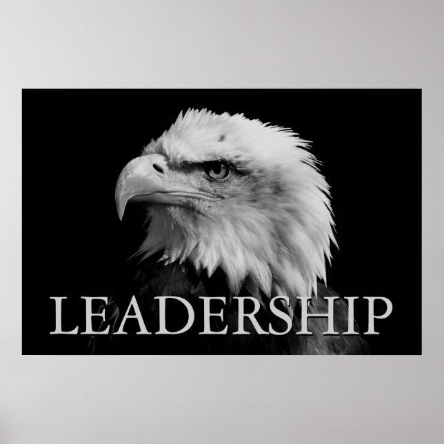 Poster Aigle de leadership motivationnel noir et blanc (Devant)