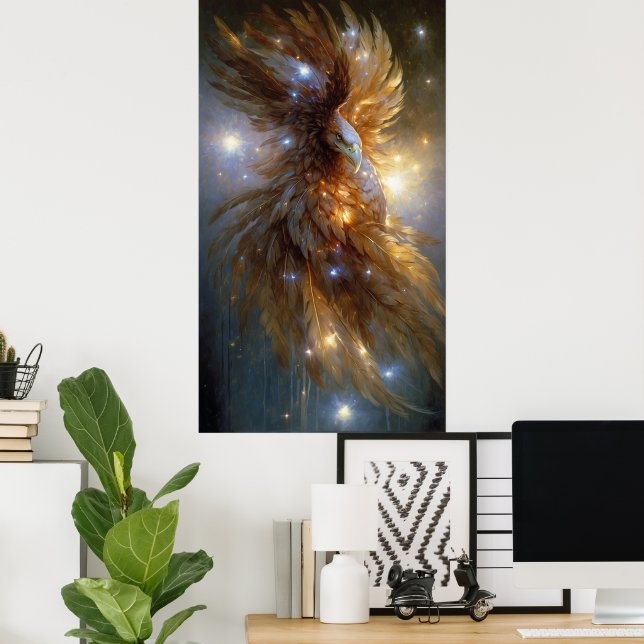 Poster "Aigle d'or en vol de tir au diamant" (Bureau à domicile)