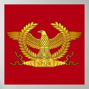 Poster Aigle d'or romain sur rouge