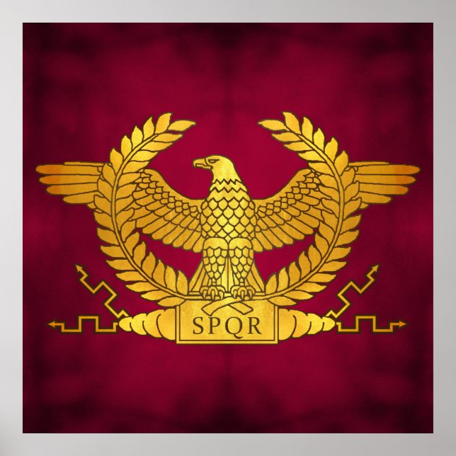 Poster Aigle d'or romain sur violet (Devant)