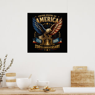 Poster Aigle du 250e anniversaire des États-Unis d'Amériq
