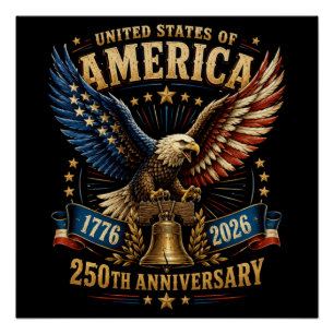 Poster Aigle du 250e anniversaire des États-Unis d'Amériq