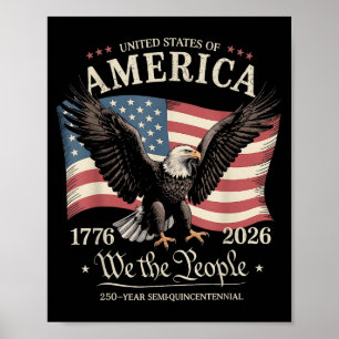 Poster Aigle et drapeau 250 ans le peuple 1776 250e
