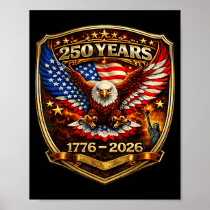 Poster Aigle et drapeau patriotiques 250 ans 1776-2026 25