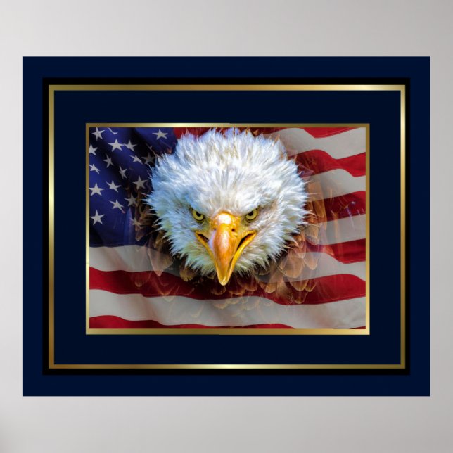 Poster Aigle férocement patriotique (Devant)