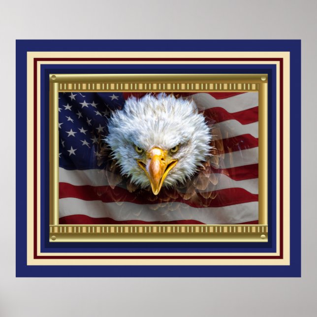 Poster Aigle férocement patriotique (Devant)