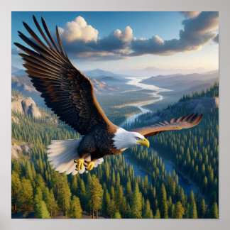 Poster Aigle Majestic Bald en pleine nature sauvage