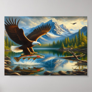 Poster Aigle Majestueux Capturant Une Truite Du Lac 7x5