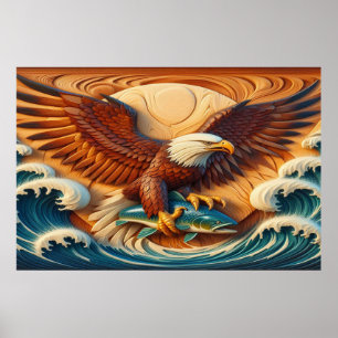 Poster Aigle majestueux serrant un poisson 36x24