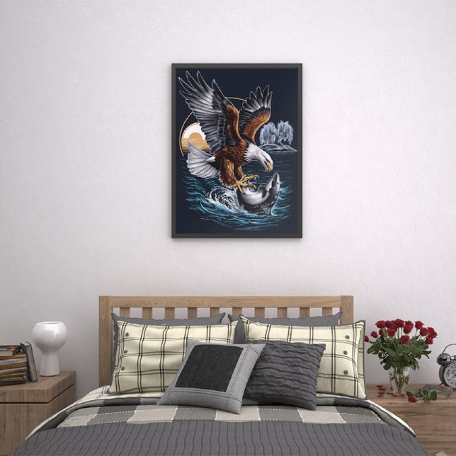 Poster Aigle Majestueux Tournant Au-Dessus Du Poisson Océ (Créateur téléchargé)