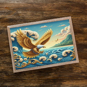 Poster Aigle Majestueux Volant Au-Dessus D'Une Vague Libe