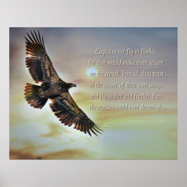 Poster Aigle motivationnel inspiré volant haut (Devant)