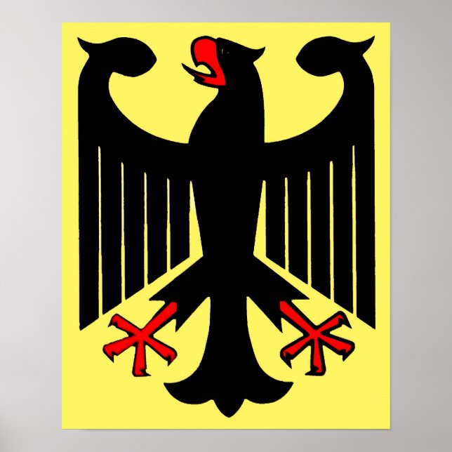 Poster Aigle noir allemand sur Bouclier jaune (Devant)