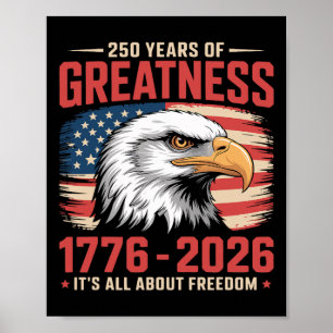 Poster Aigle Patriotique 250 Ans Drapeau Américain 250e A