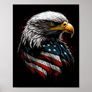 Poster Aigle Patriotique Drapeau Américain États-Unis 4 J
