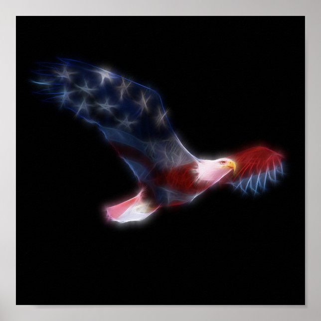 Poster Aigle patriotique du drapeau américain (Devant)