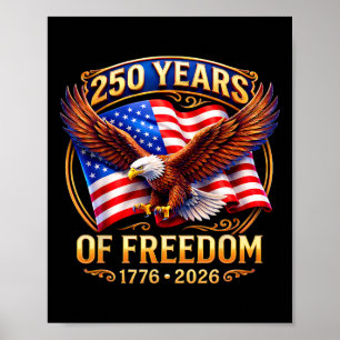 Poster Aigle Patriotique Et Drapeau 250 Ans 1776-2026 4 J