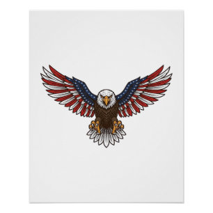 Poster Aigle patriotique gravure vintage vecteur concepti