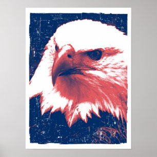 Poster Aigle patriotique - Grunge Art