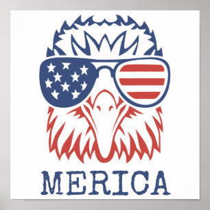 Poster Aigle patriotique Merica 4 juillet Drapeau américa