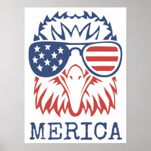 Poster Aigle patriotique Merica 4 juillet Drapeau américa