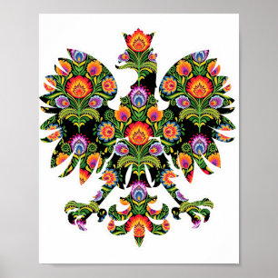 Poster Aigle polonais Pologne Emblème Wycinanki, Polonais
