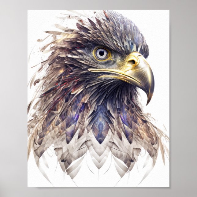 Poster Aigle Portrait animal Nature Peinture faunique (Devant)