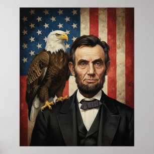 Poster Aigle royal d'Abraham Lincoln Drapeau patriotique