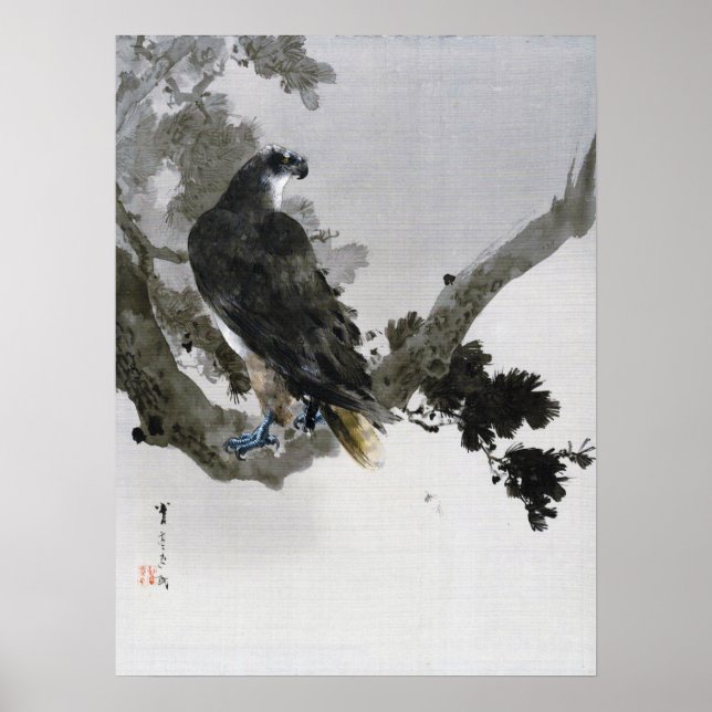 Poster Aigle sur la branche des pins, Watanabe Seitei (Devant)