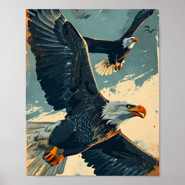 Poster Aigle volant vintage (Devant)